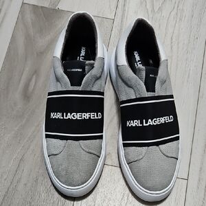 Karl Lagerfeld Gray and Black Slip-On Sneakers